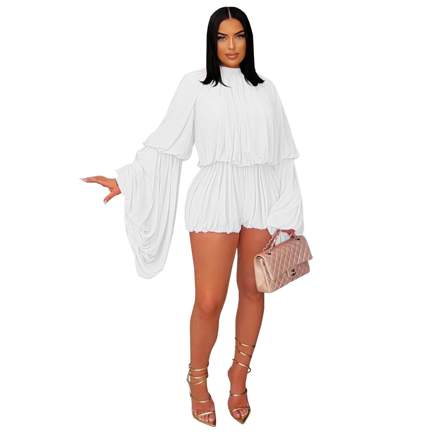 Women's Fashion Wear Casual Pleated Solid Color Suits