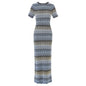 Gradient Color Stitching High Elastic Sleeve Knitted Dresses