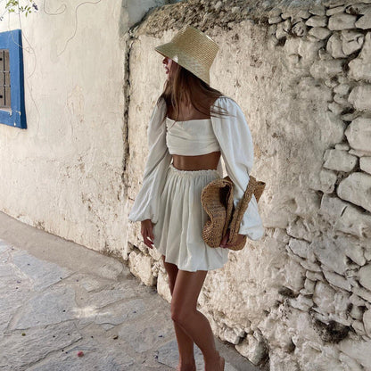 Women's Fashion Tube Backless Pleated High Waist Suits