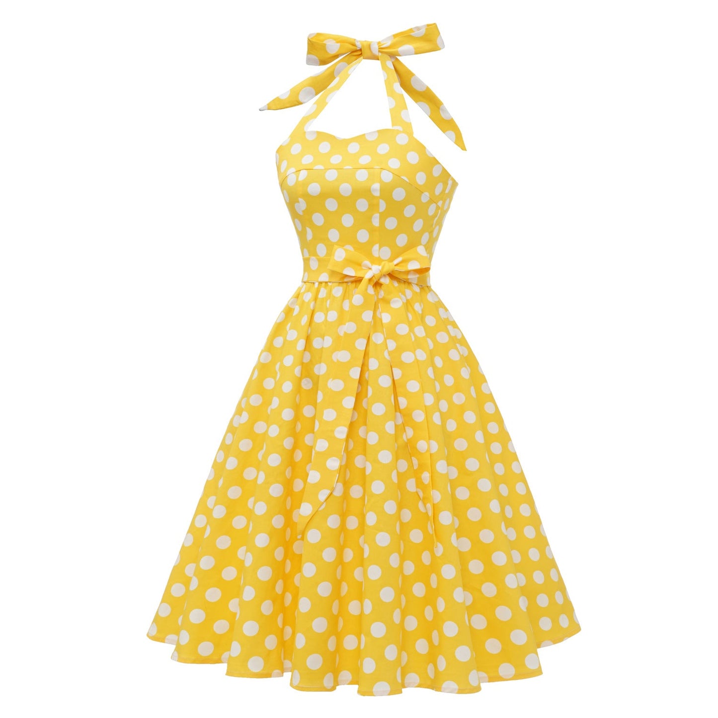 Dots Sexy Lacing Halter Swing Puffy Dress Dresses