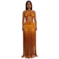 Women's Fashion Wear Sexy Shoulder Strap Tassel Dress Suits