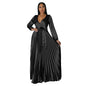 Women's Autumn Lantern Sleeve Pleated Dress Long Dresses