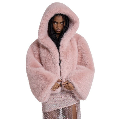 Winter Retro Millennium Hot Loose Pink Imitation Coats