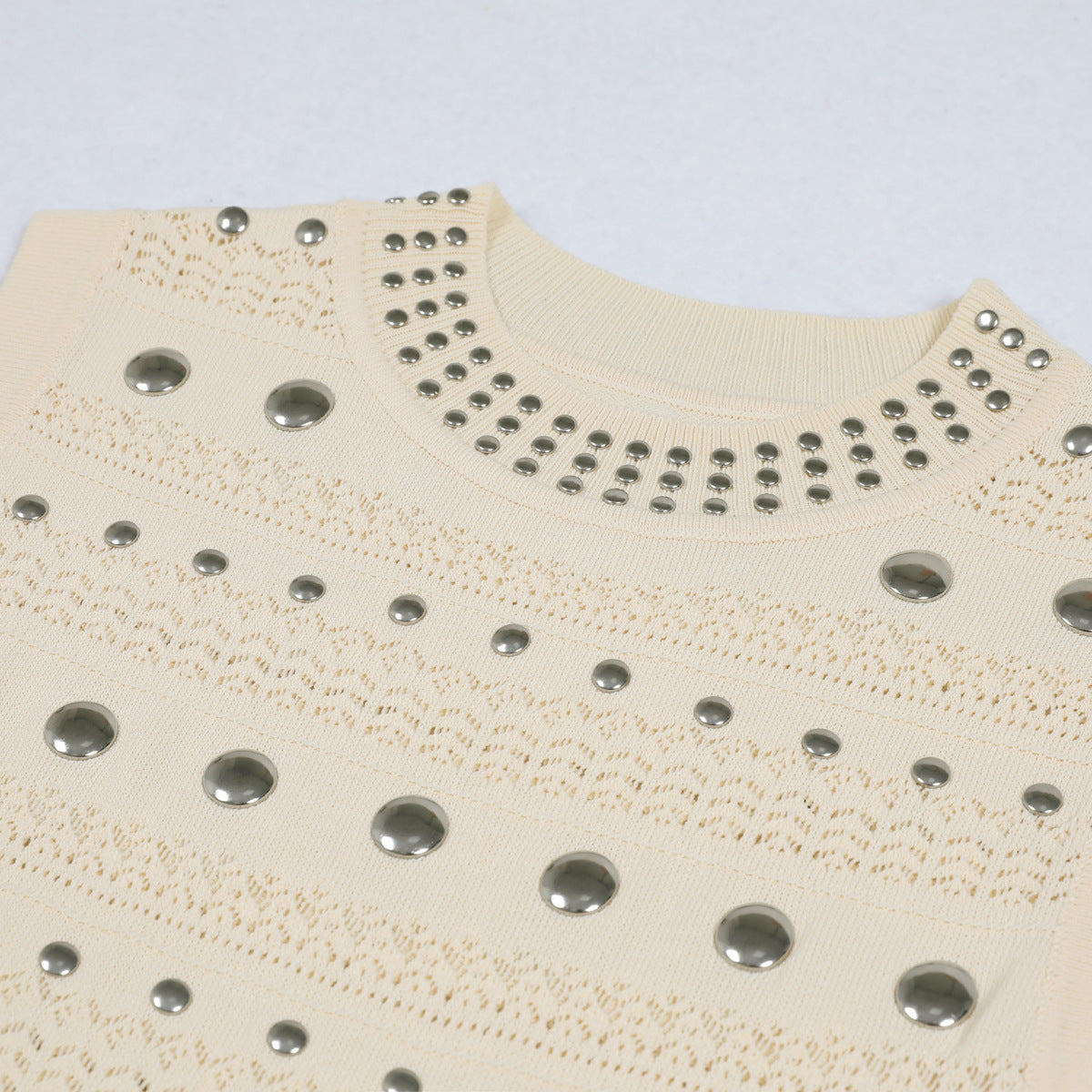 High Quality Summer Sleeveless Round Neck Rivet Dresses
