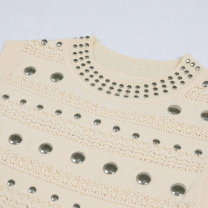 High Quality Summer Sleeveless Round Neck Rivet Dresses