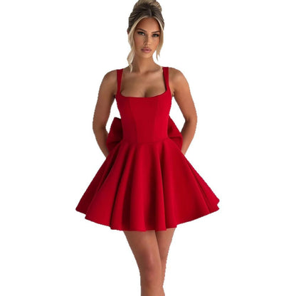 Women's Big Bow Suspender Dress For Spring Skirts