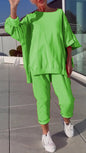 Women's Casual Solid Color Round Neck Long Suits