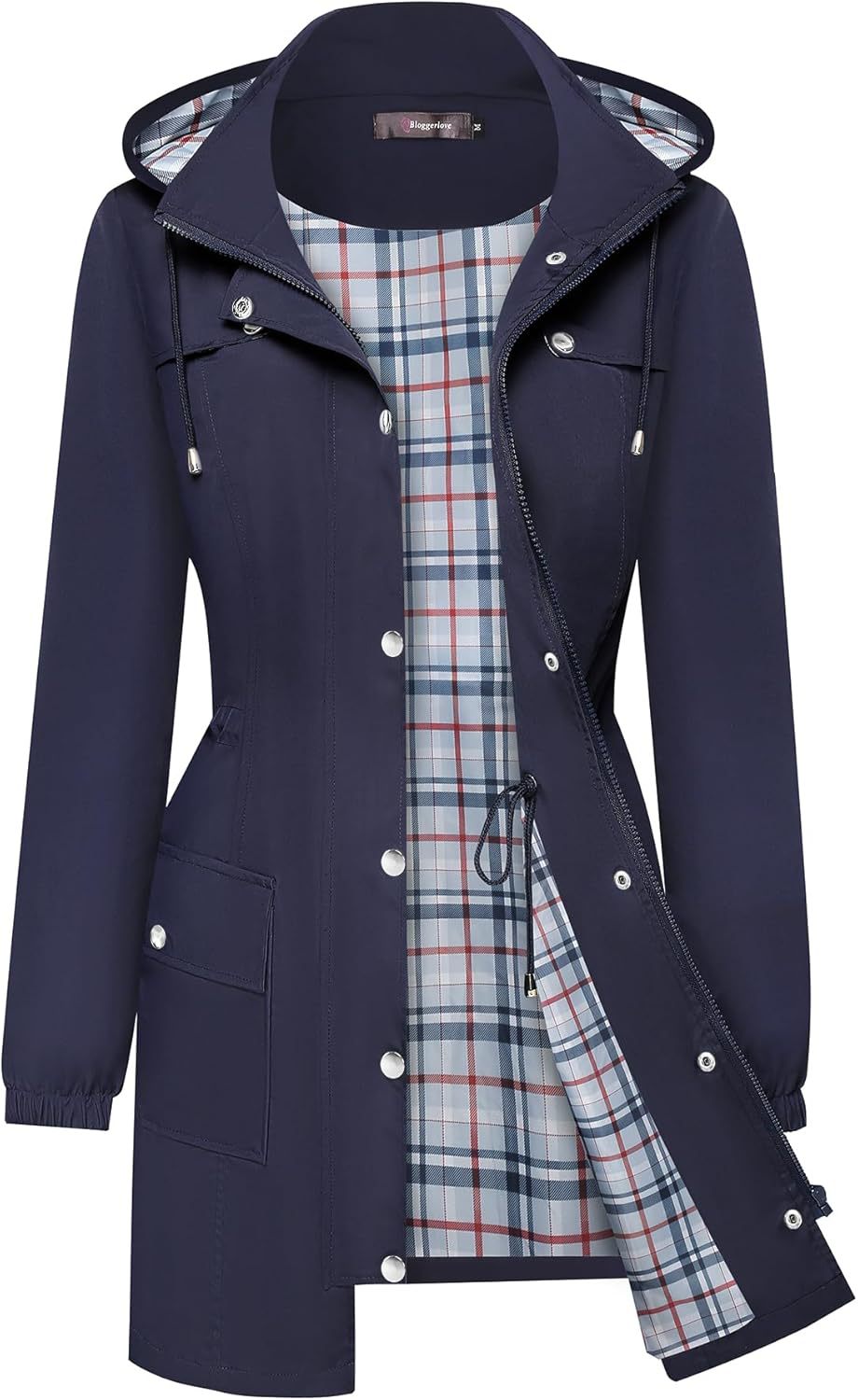 Women's Casual Fashion Plaid Long Sleeve Anorak Coats