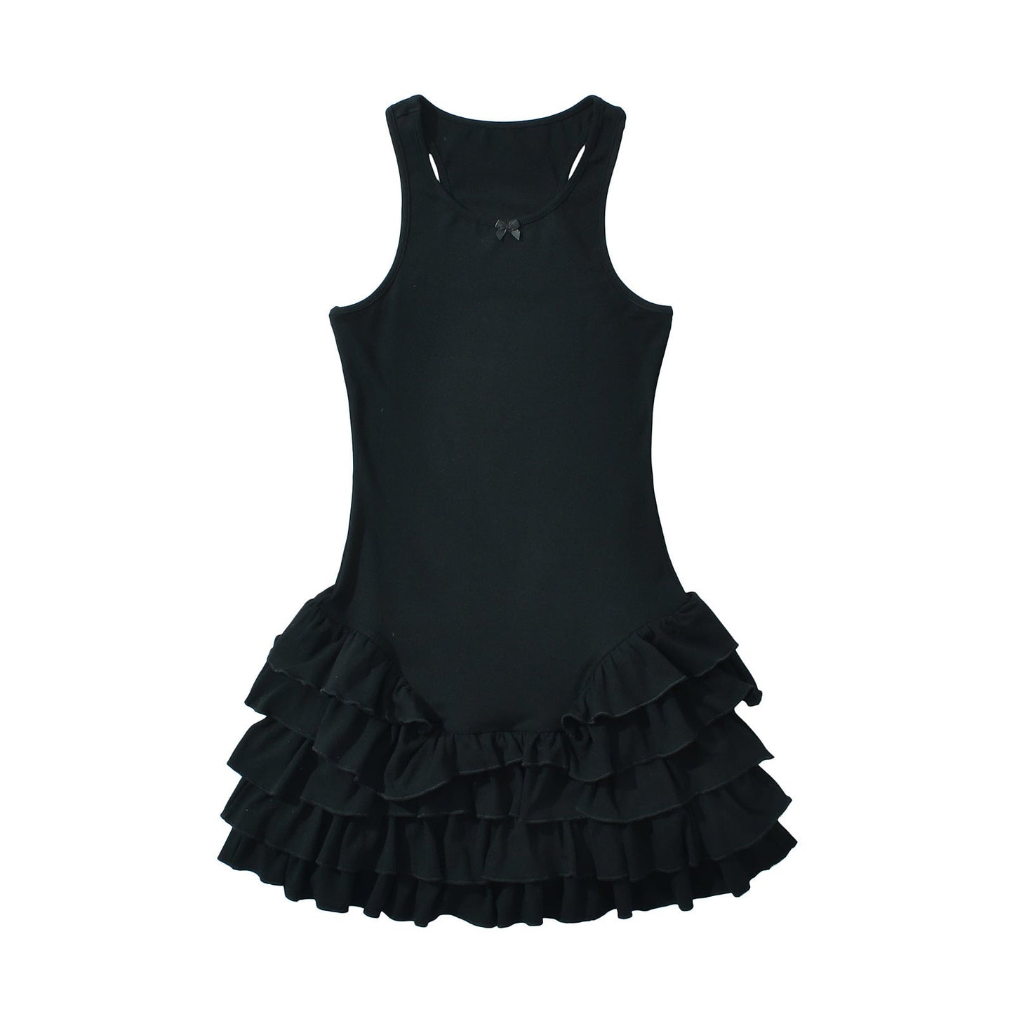 Women's American Round Neck Sleeveless Ruffled Dress Dresses