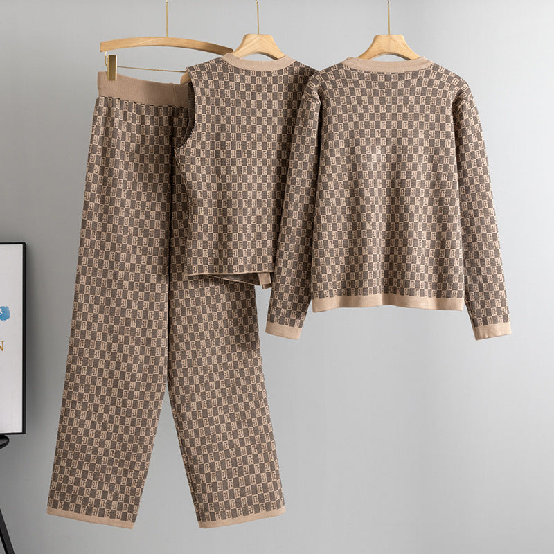 Women's Slouchy Fashion Temperament Knitting Three-piece Suits