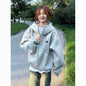 Women's Korean Style Zipper Outerwear Simple Lazy Hooded Sweaters