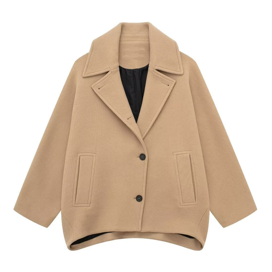 Women's Creative Wool Blend Loose Overcoat Coats
