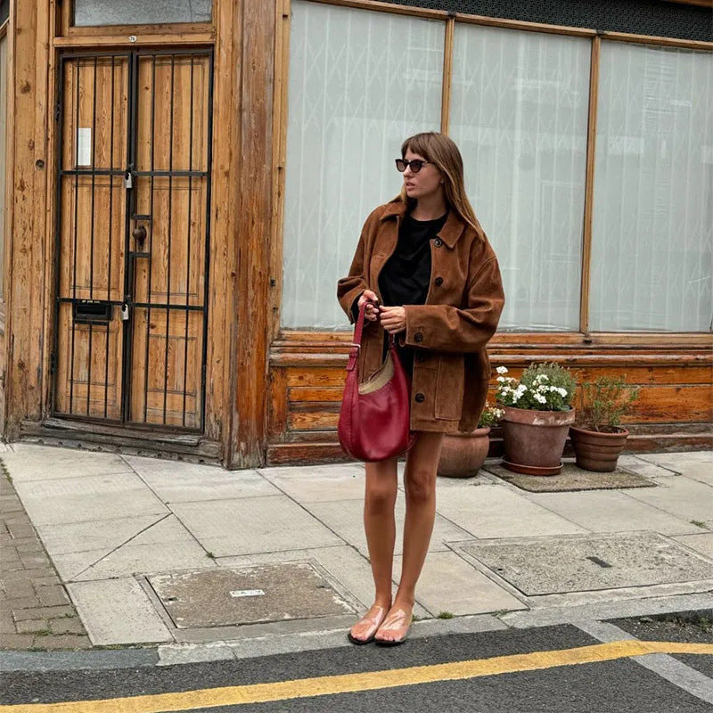 Women's Retro Lapels Long Sleeve Button Vintage Coats