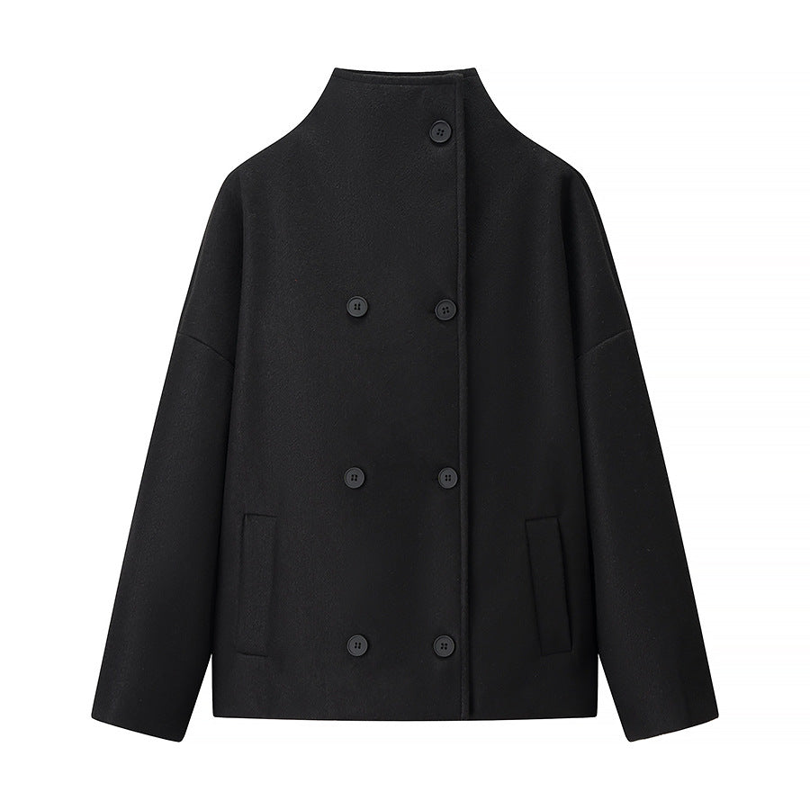 Women's Fashion Casual Polo Collar Bead Leather Coats