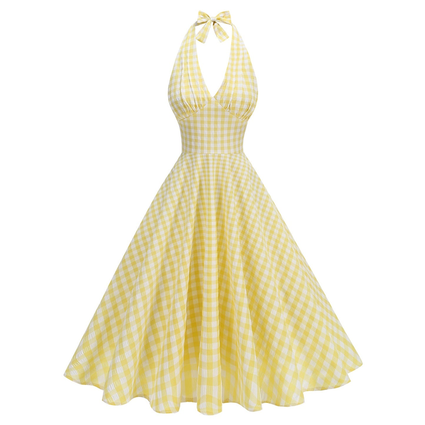 Women's Elastic Hepburn Style High Waist Halter Dresses