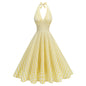 Women's Elastic Hepburn Style High Waist Halter Dresses