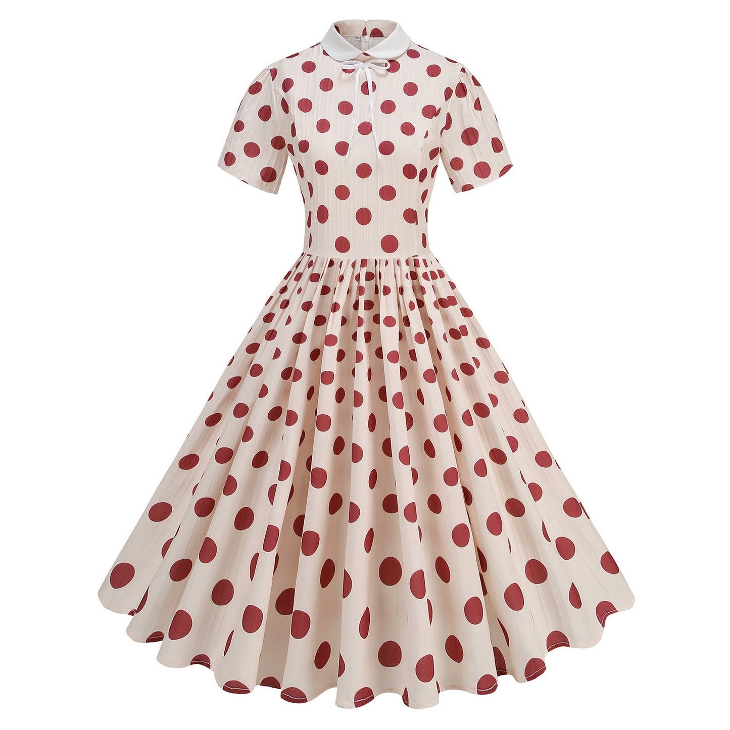 Slimming Pleated Polka Dots Elegant Graceful Dresses