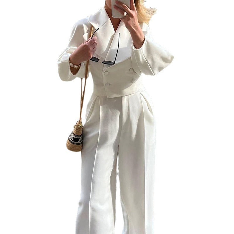 Length Solid Color Polo Collar Thin Suits