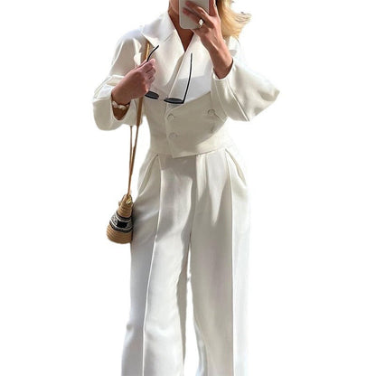 Length Solid Color Polo Collar Thin Suits