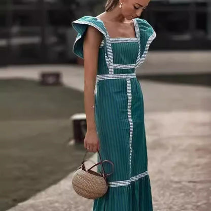 Women's Collar Color Contrast Patchwork Dress Fashionable Dresses