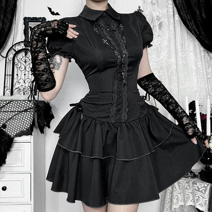 Women's Short-sleeved Dress Summer Retro Wear College Skirts