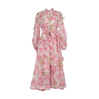 Catwalk Design Sense Hanging Flower Long Dresses