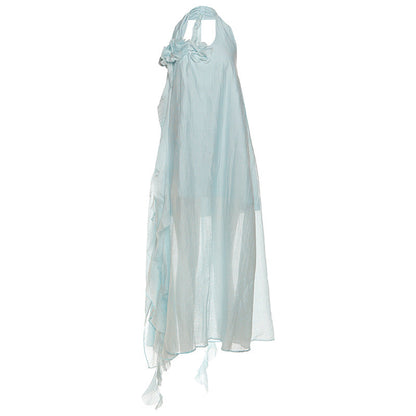 Women's Halter Elegant Slim Three-dimensional Flower Beach Dresses