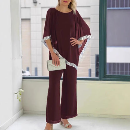 Women's Autumn Sequin Exquisite Round Neck Suits
