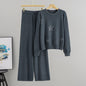 Women's Autumn Elegant Rhinestone Loose Wide Leg Suits