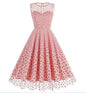 Round Neck Sleeveless Valentine's Day Mesh Embroidered Cherry Dresses