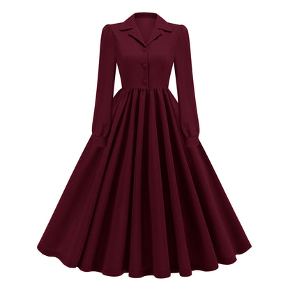 Women's Sleeve Autumn Retro French Style Commuting Dresses