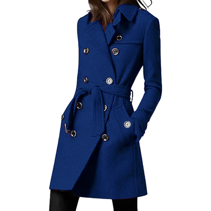Women's Hot Single Long Woolen Double Breasted Coats