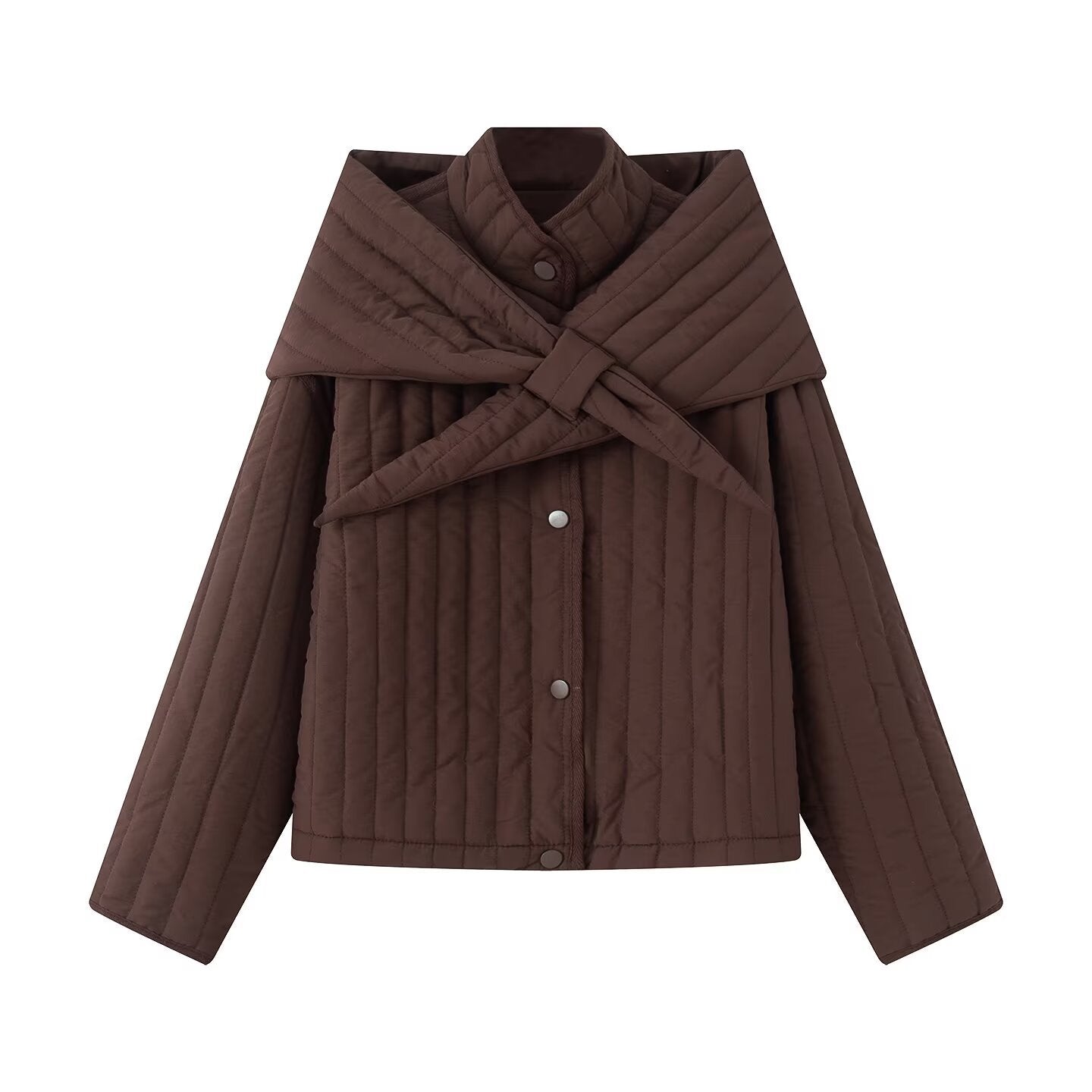 Women's Autumn Korean Quilted Loose Detachable Scarf Coats