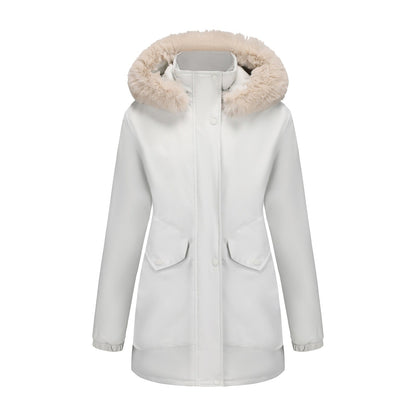 Women's Parka Fleece-lined Korean Style Big Fur Coats