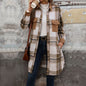 Women's Innovative Slouchy Brushed Plaid Long Coats