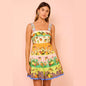 Casual Fashion Printing Sleeveless Smocking Stitching Dresses