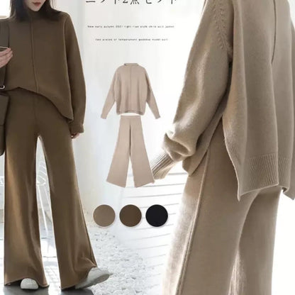 Women's Knitted Two-piece Set Autumn Idle Style Suits