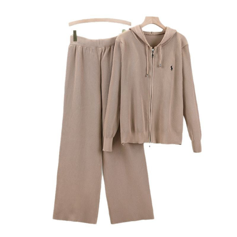 High Sense Loose Western Style Casual Hooded Embroidered Suits