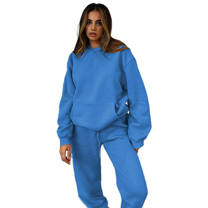Solid Color Hooded Pullover Long-sleeved Cotton Suits