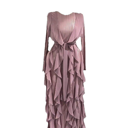 Women's Design Ruffled Pleated Dress Elegant Fashion Dresses