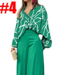 Women's American Printed Casual Loose Lapels Shirt High Suits