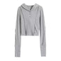 Women's Autumn Hot Solid Color Hooded Block Blouses