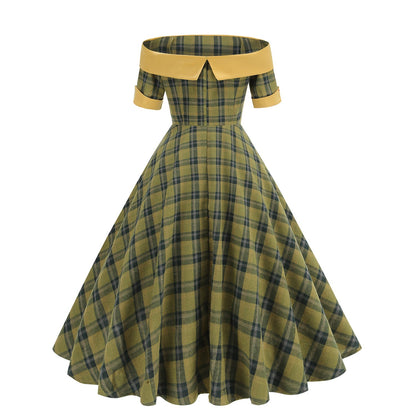 Plaid Contrast Color Sexy Mid-length Tulle Dresses