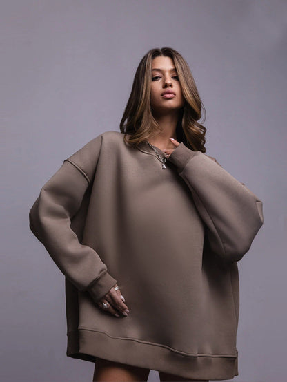 Women's Solid Color Round Neck Winter Polar Sweaters