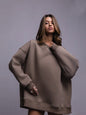 Women's Solid Color Round Neck Winter Polar Sweaters