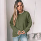 Neck Casual Long Sleeve Pure Color Sweaters
