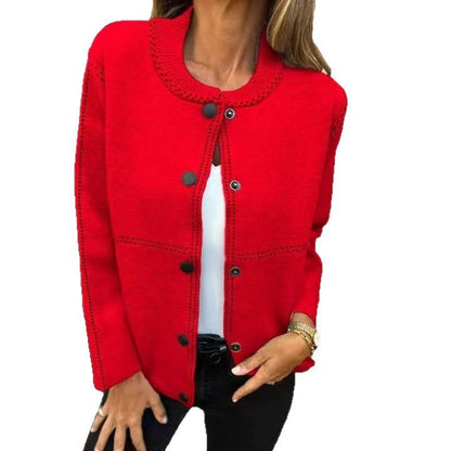 Striped Loose Round Neck Button Long Sweaters
