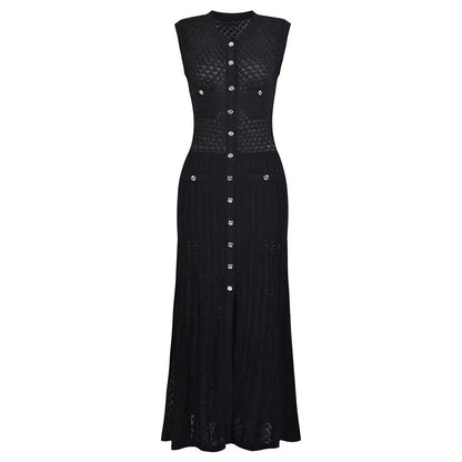 High Version Summer Sleeveless Slim Long Knitted Dress Dresses