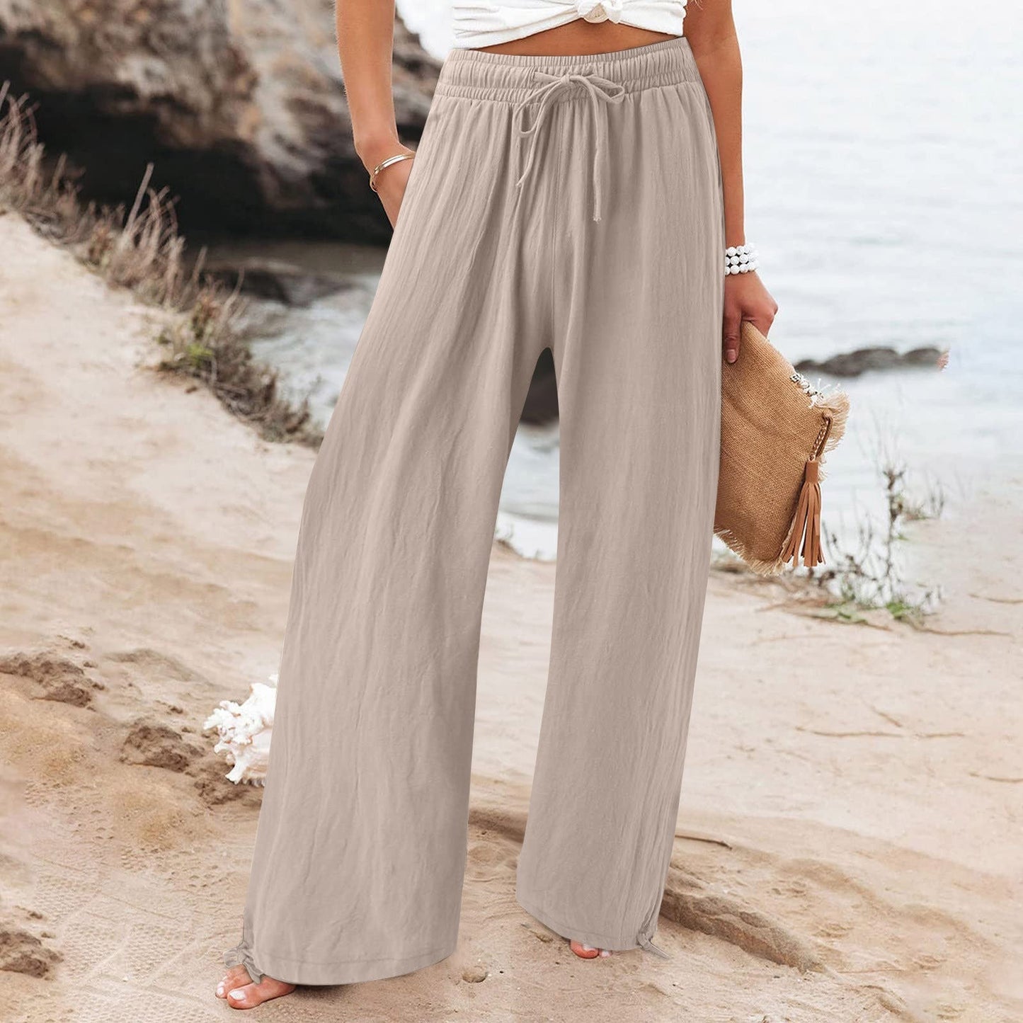 Outside Home Daily Date Pleated Thin Pants
