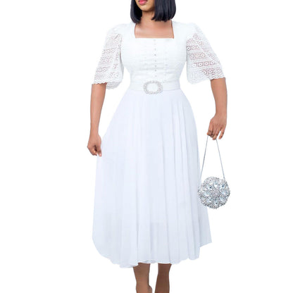 Fashion Chiffon Patchwork Beaded African Dress Dresses